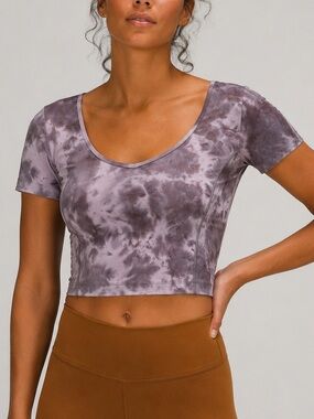 Lululemon Align Tie Dye Purple Short Sleeve Crop Yoga Top